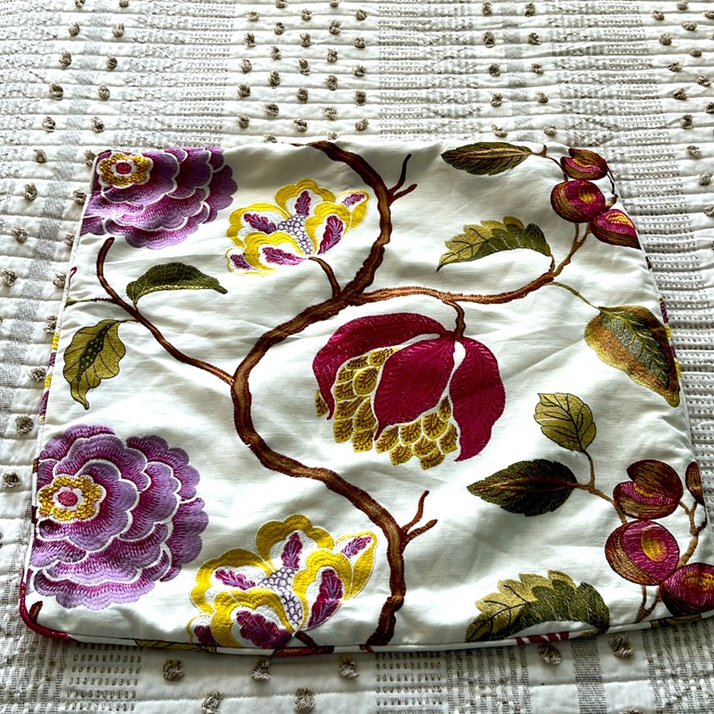Embroidered Floral Oversized Pillow Cover
